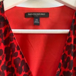 Banana Republic Red Leopard Print Dress, Size XS